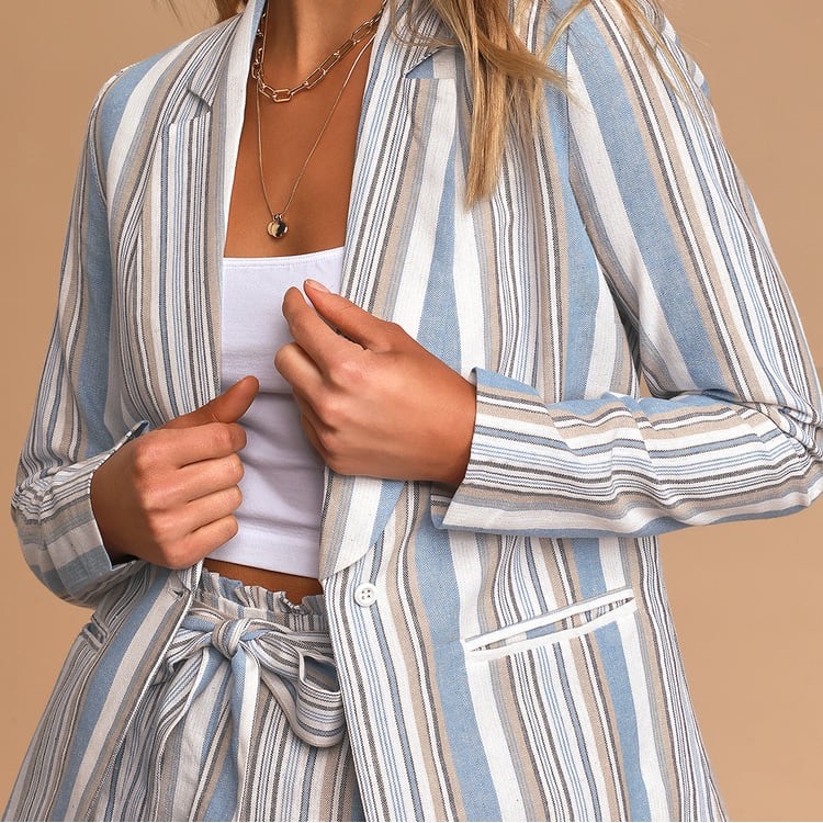 Sage The Label | Le Cascate White Multi Striped Blazer | S